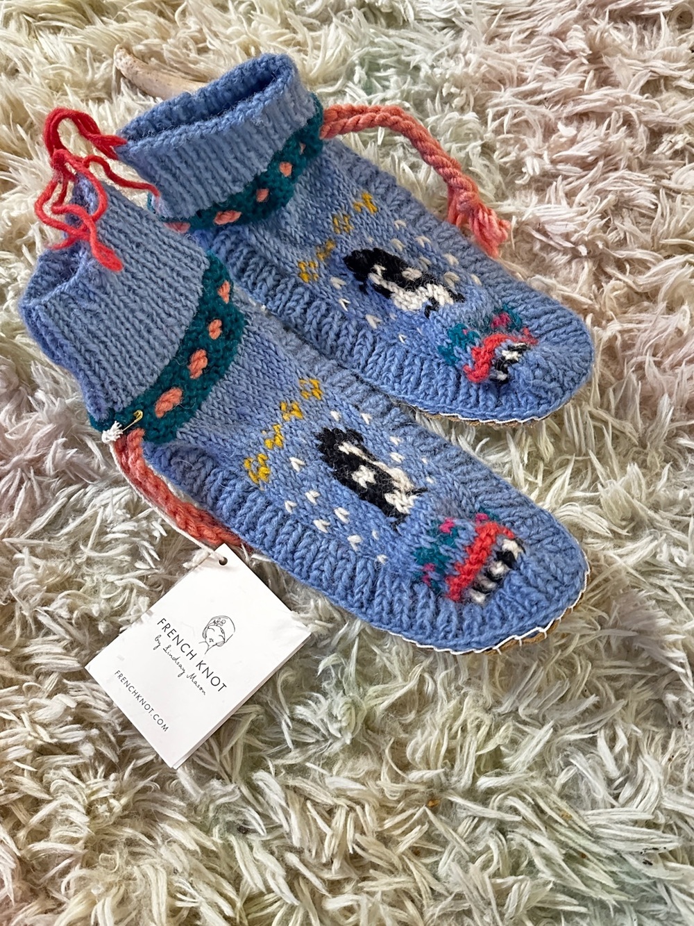 NWT Free People French Knot "Frosty Friends" Slipper Socks Size Large - Picture 4 of 7